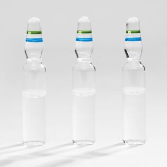 A closeup of vaccine vials.